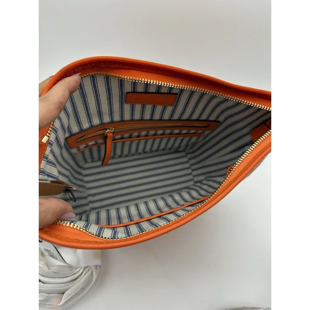 NWT Dooney & Bourke Camden Small Hobo‎ Woven Leather Crossbody Bag, Orange 11x10